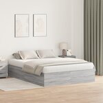Cadre de lit de rangement vidaXL Gris Sonoma 135x190 cm