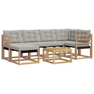 vidaXL Ensemble de canapés d'extérieur 7 Pièces Blanc et gris clair