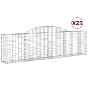 vidaXL Paniers à gabions arqués 25 Pièces 300x30x80/100 cm fer galvanisé