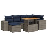 vidaXL Salon de jardin avec coussins 7 Pièces gris résine tressée