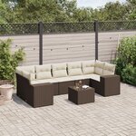 vidaXL Salon de jardin 8 Pièces avec coussins marron résine tressée