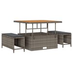 vidaXL Canapés de Jardin 9 Pièces avec Coussins Gris Poly Rattan Acacia