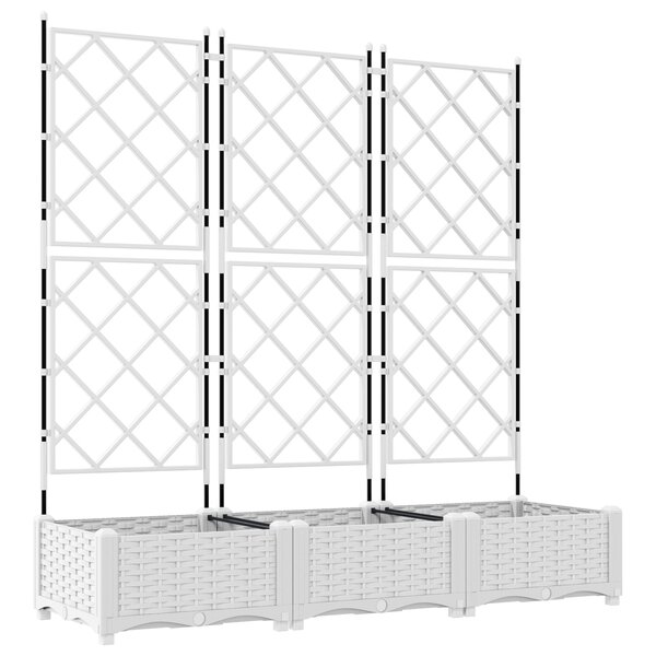 vidaXL Jardinière avec treillis 3 Pièces Blanc 120x40x125.5 cm