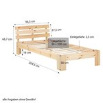 Lit simple 90x200 avec tiroir naturel