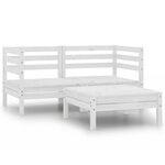 vidaXL Salon de jardin 3 Pièces blanc bois de pin massif