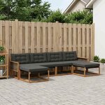 vidaXL Ensemble de canapés d'extérieur 6 pc Naturel et noir