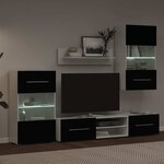 vidaXL Meubles TV avec lumière LED 5 Pièces noir mat bois d'ingénierie