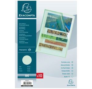 SACHET 10 POCH.COINS PP Grainé VERT EXACOMPTA