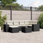 vidaXL Salon de jardin 7 Pièces avec coussins noir résine tressée