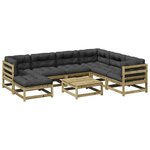 vidaXL Salon de jardin 8 Pièces avec coussins bois de pin imprégné