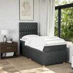 vidaXL Sommier à lattes de lit avec matelas Gris foncé 90x200 cm Tissu