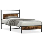 vidaXL Cadre de lit sans matelas chêne fumé 107x203 cm bois ingénierie