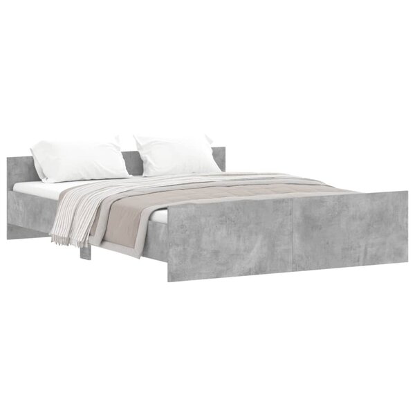 vidaXL Cadre de lit tête de lit et pied de lit gris béton 140x200 cm