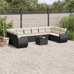 vidaXL Salon de jardin 11 Pièces avec coussins noir résine tressée