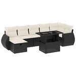 vidaXL Salon de jardin 8 Pièces avec coussins noir résine tressée