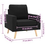 vidaXL Fauteuil Noir Tissu