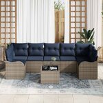 vidaXL Ensemble de Canapés avec coussin 8 Pièces Gris polyrotin