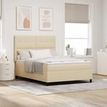 vidaXL Lit à ressorts avec matelas avec LED Crème 140 x 200 cm tissu