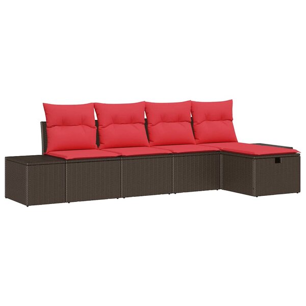 vidaXL Ensemble de canapé de jardin 5 Pièces Marron 55 x 62 x 69 cm