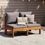 vidaXL Canapé de jardin sans accoudoirs coussins 2 places bois acacia