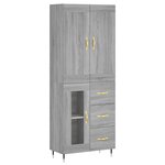 vidaXL Buffet haut Sonoma gris 69 5x34x180 cm Bois d'ingénierie