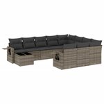 vidaXL Salon de jardin 11 Pièces avec coussins gris résine tressée