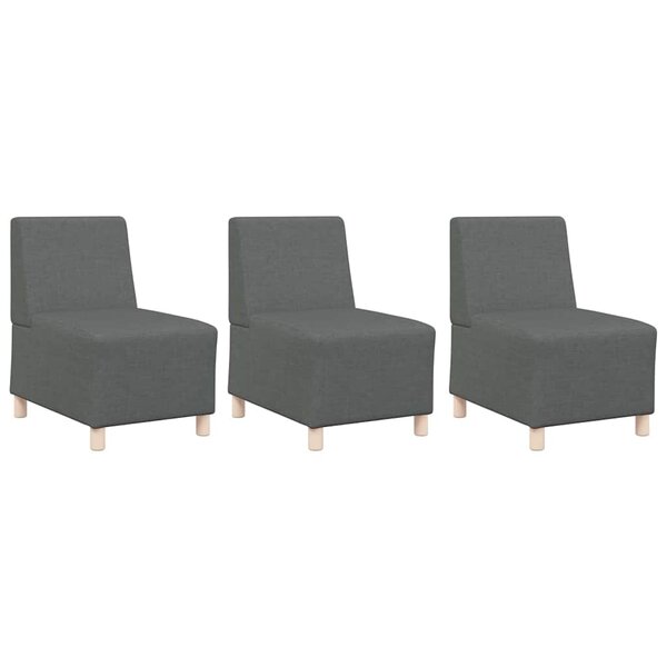 vidaXL Unité de Sofa Modulaire Sans Accoudoirs 3 Pièces Gris foncé