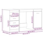 vidaXL Bureau avec porte Chêne noir 140 x 50 x 76 cm Bois d'ingénierie
