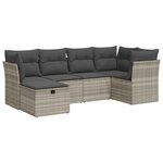 vidaXL Salon de jardin 6 Pièces avec coussins gris clair résine tressée