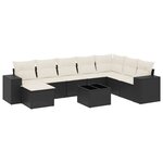 vidaXL Salon de jardin 9 Pièces avec coussins noir résine tressée