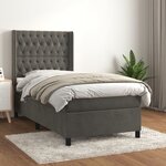 vidaXL Sommier à lattes de lit et matelas Gris foncé 90x200 cm Velours