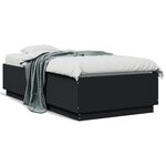 vidaXL Cadre de lit avec lumières LED noir 90x190 cm bois d’ingénierie