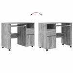 vidaXL Bureau avec roulettes Gris 91 x 50 x 77 cm Bois d'ingénierie