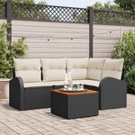 vidaXL Ensemble de canapé de jardin 5 Pièces Noir et blanc