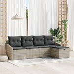 vidaXL Ensemble de canapé de jardin 5 pièces avec coussins Gris clair en poly rattan