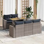 vidaXL Salon de jardin 6 Pièces avec coussins gris résine tressée