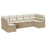 vidaXL Ensemble de canapé de jardin 7 Pièces Beige Poly rotin