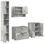 vidaXL Ensemble de mobilier de salle de bain 4 Pièces Gris béton