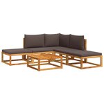 vidaXL Salon de jardin avec coussins 6 Pièces bois d'acacia solide