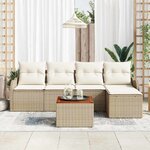 vidaXL Ensemble de canapé de jardin 6 Pièces Beige  blanc
