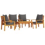 vidaXL Salon de jardin avec coussins 5 Pièces Bois d'acacia solide