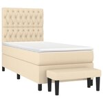 vidaXL Sommier à lattes de lit avec matelas Crème 90x200 cm Tissu