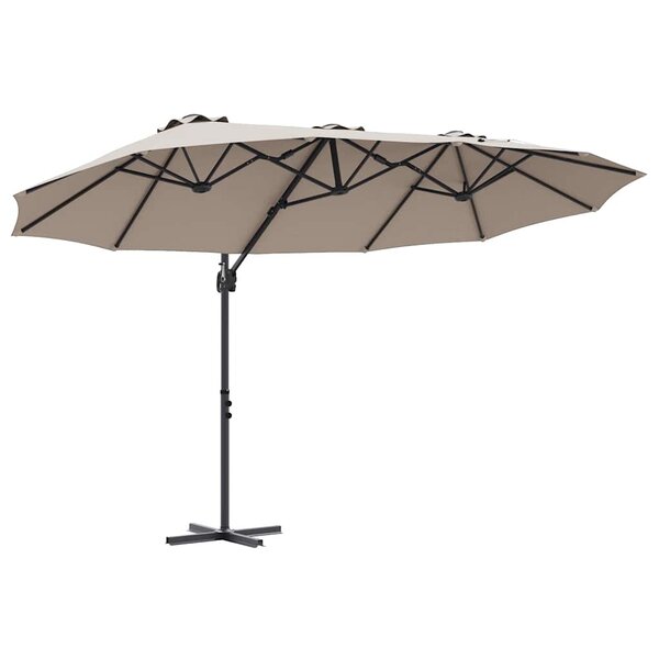 vidaXL Parasol Taupe 372 x 198 x 243 cm Polyester et Aluminium