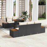 vidaXL Ensemble de jardin 6 pièces avec coussins en poly rattan noir et acacia