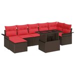 vidaXL Ensemble de canapé de jardin 8 Pièces Marron Poly Rattan