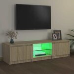 vidaXL Meuble TV avec lumières LED chêne sonoma 140x40x36 cm