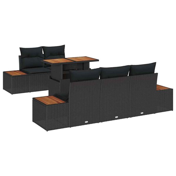 vidaXL Ensemble de salle à manger pour jardin 6 Pièces Noir et Marron