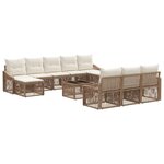 vidaXL Ensemble de canapé de jardin 11 Pièces Beige polyrotin