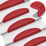 vidaXL Tapis d'escalier 15 Pièces Rouge bordeaux 56 x 17 x 3 cm