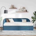 vidaXL Cadre de lit d'angle avec matelas 2 Pièces Bleu Velours